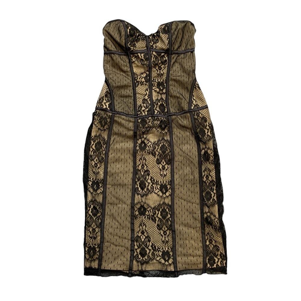Marciano Dress Womens S Small Black Lace Overlay Corset Zip Back Lined Strapless